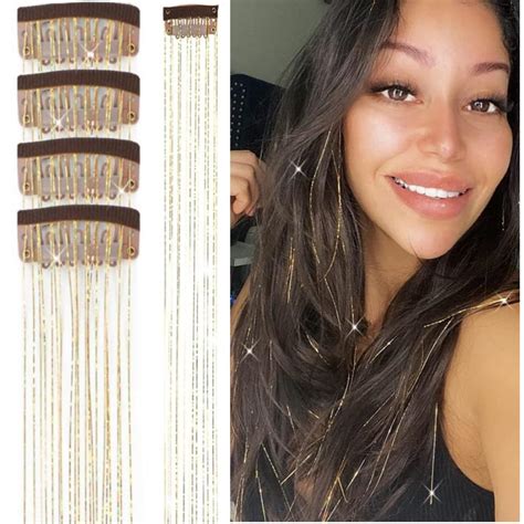 clip in tinsel hair extensions|clip on hair strands.